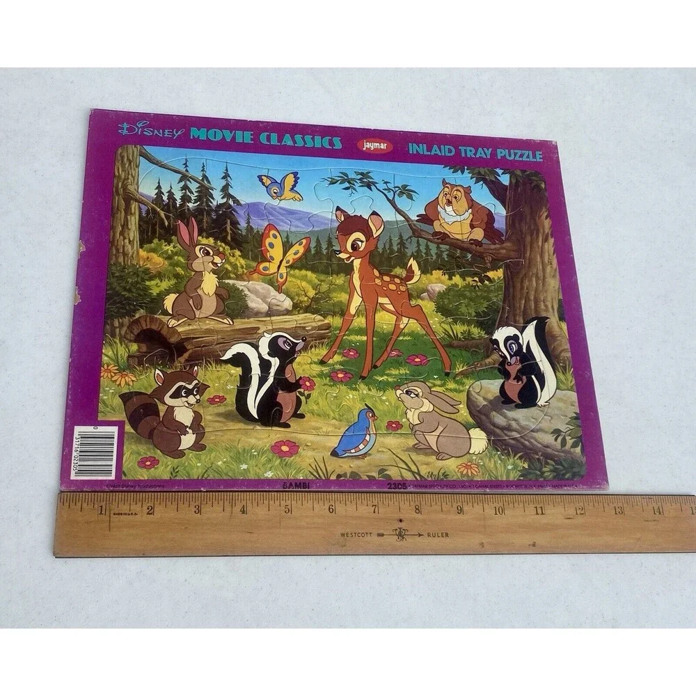 Vintage Disney Pinocchio, Peter Pan & Bambi -Jaymar Inlaid Tray Puzzles Lot of 3